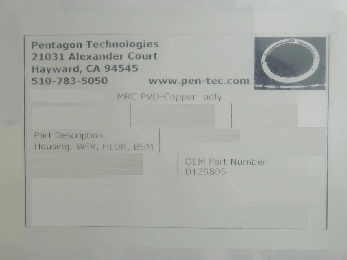 Refurbished Pentagon Technologies D129805 BSM Wafer Holder Housing MRC Copper Cu Refurbished