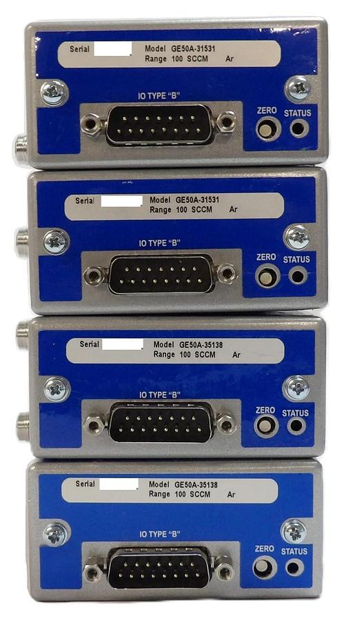 Used MKS Instruments GE50A-31531 Mass Flow Controller MFC 100 SCCM Ar Lot of 4 Workin