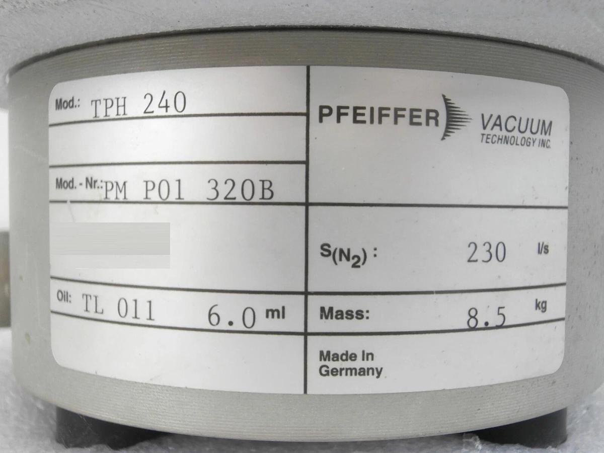 Used TPH 240 Pfeiffer PM P01 320B Turbomolecular Vacuum Pump Turbo Unresponsive As-Is