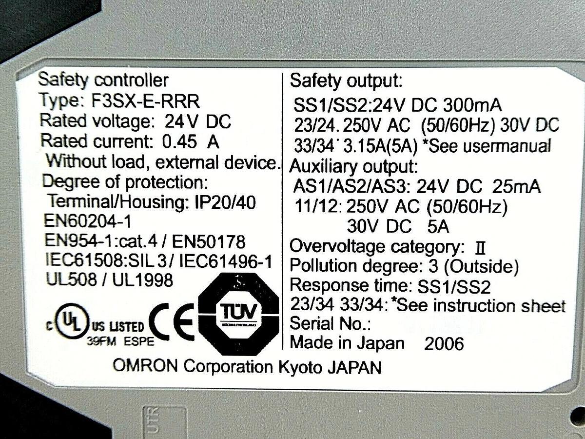 Used Omron FSX3-E Safety Controller FSX3-E-RRR FSX3-E-R2R2 Lot of 2 TEL Trias Working