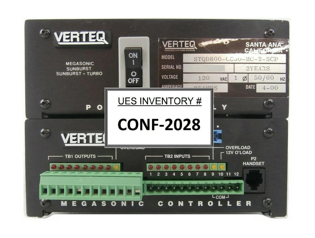 Used Verteq STQD800-CC50-MC-2-SCP Controller P/S Stack Megasonic Sunburst-Turbo Spare