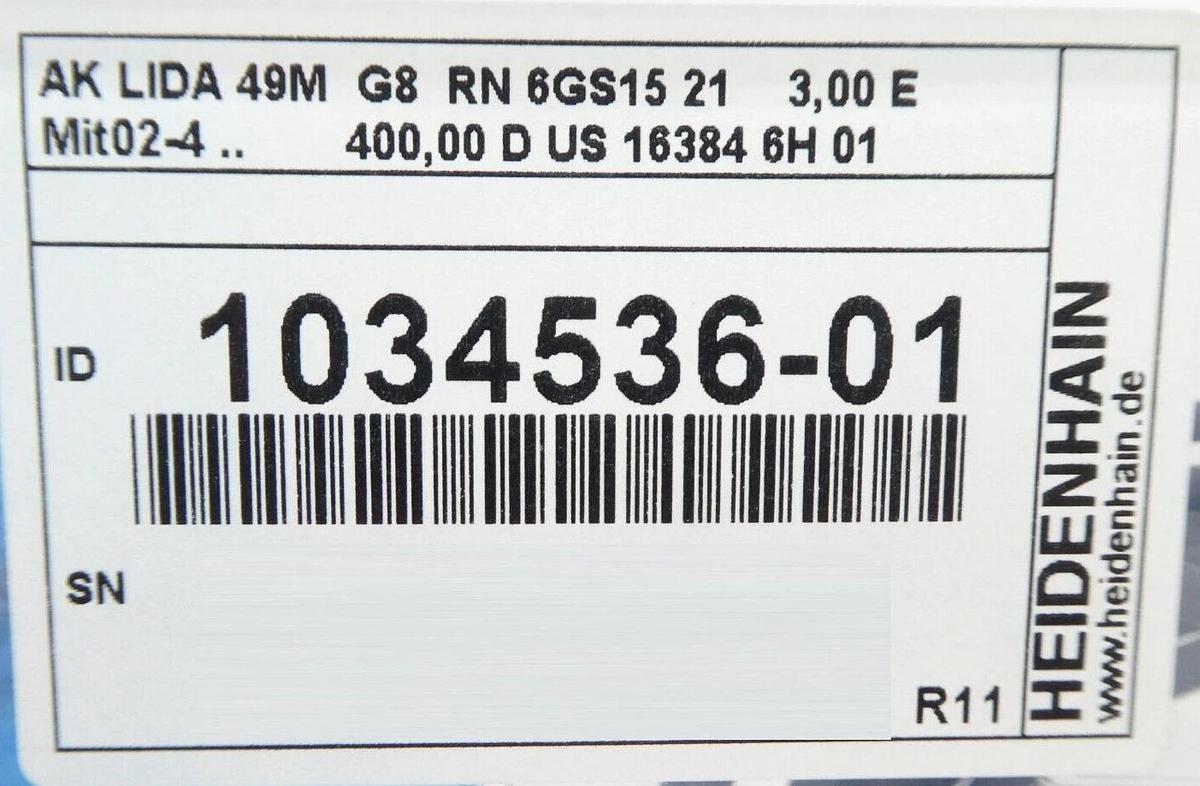Heidenhain 1034536-01 Scale Head LIDA 49M TEL Tokyo Electron 3R86-002475-11 New