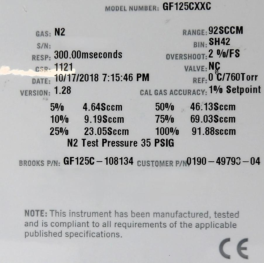 Used Brooks Instrument GF125CXXC Mass Flow Controller MFC Lot of 9 Working Surplus