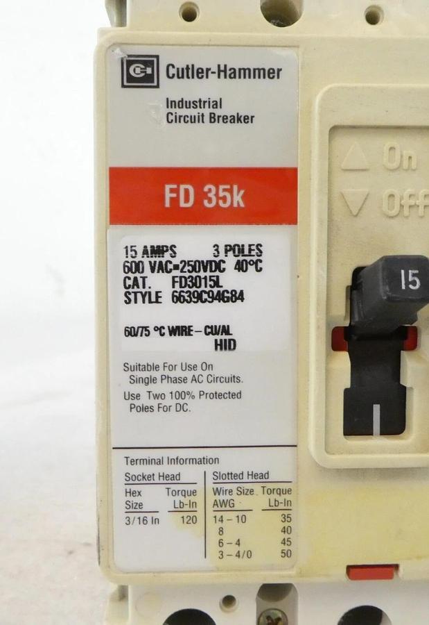 Used Cutler-Hammer FD3015L FDB3040WL11 3-Pole Circuit Breaker FDB 14k Lot of 4