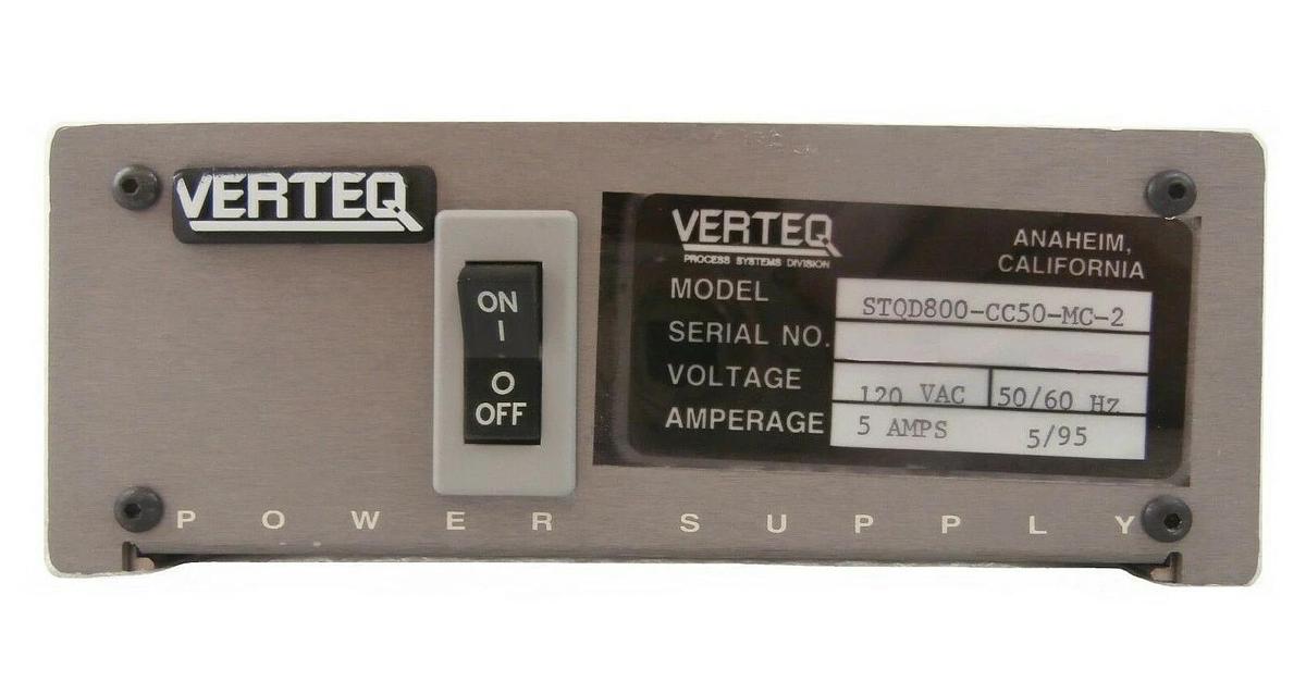 Used Verteq Process Systems STQD800-CC50-MC-2 Power Supply Working Surplus