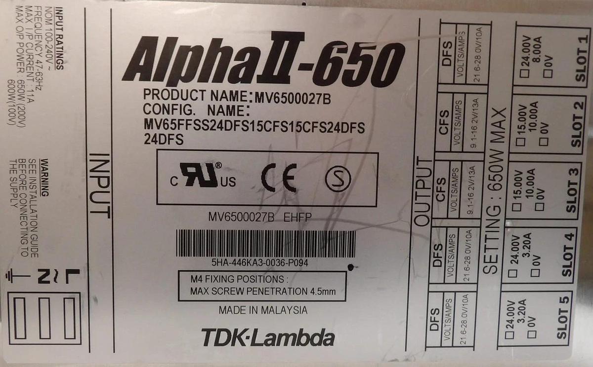 Used TDK MV65FFSS24DFS15CFS15CFS24DFS24DFS Power Supply MV6500027B Lot of 6 Working