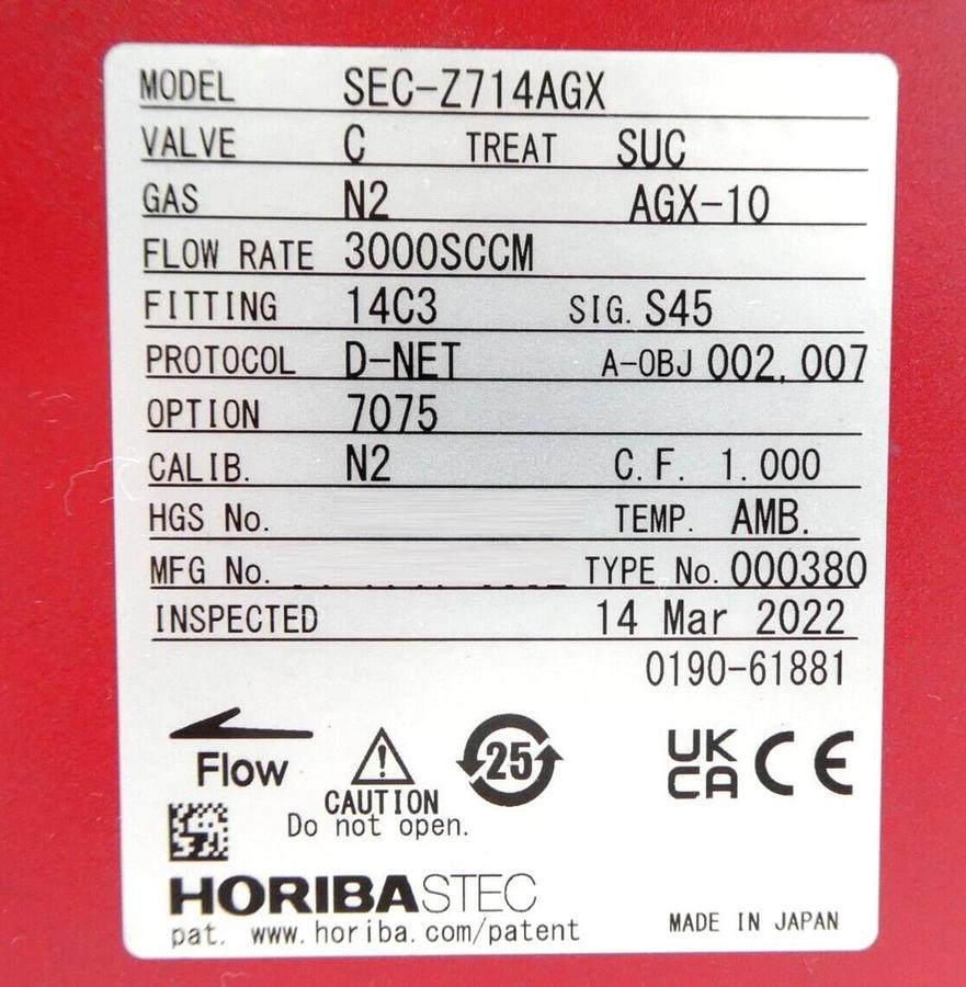 Used Horiba STEC SEC-2714AGX Mass Flow Controller MFC Z700 Reseller Lot of 4 Working