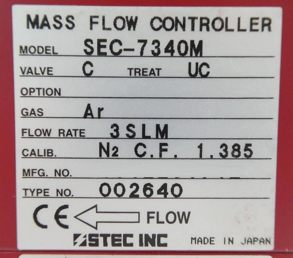 Used STEC SEC-7340M Mass Flow Controller MFC 3 SLM Ar Reseller Lot of 5 Working