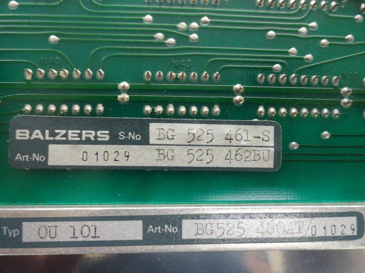 Used Balzers BG 525 460 AT Gas LC OU 101 PCB Card BG 525 462 BU Used