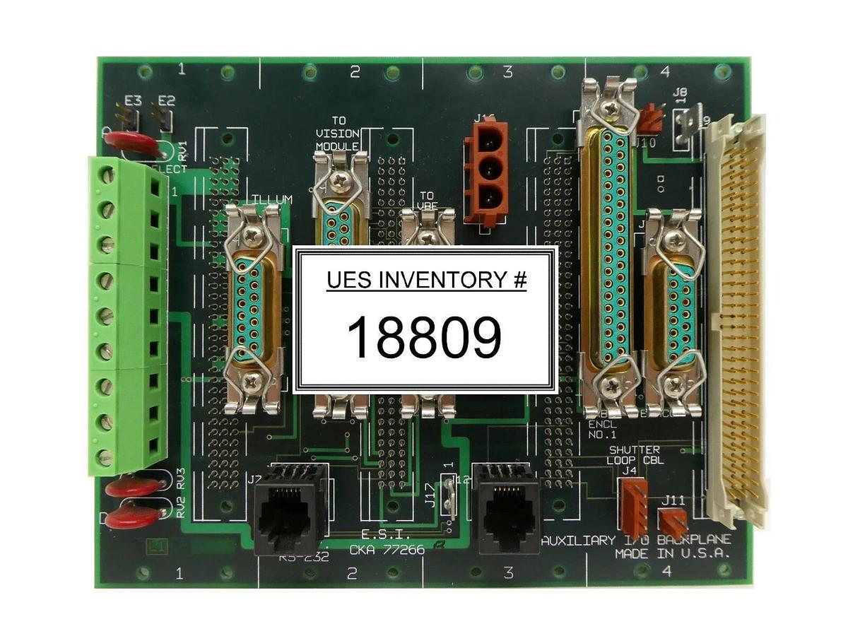 Used ESI Electro Scientific Industries CKA 77266 Auxiliary I/O Backplane PCB Working