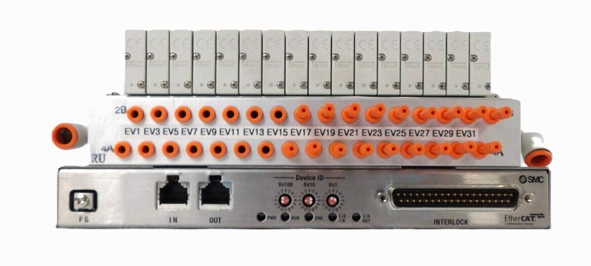 Used SMC IN587-33 32-Port EtherCAT Pneumatic Manifold Assembly Working Surplus