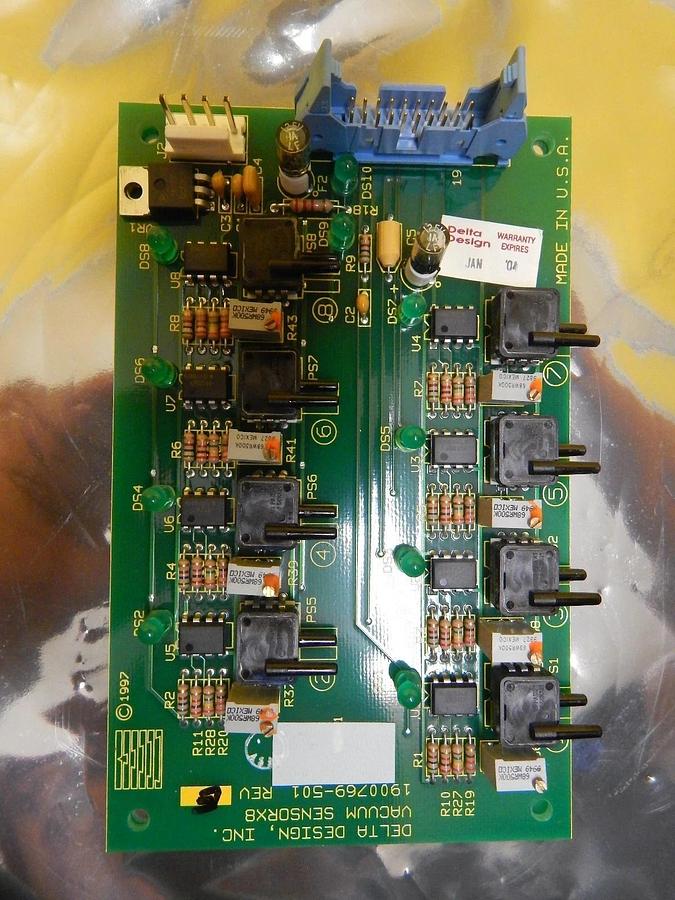 Used Delta Design 1900769-501 Vacuum Sensor X8 Board PCB Rev. E Used Working