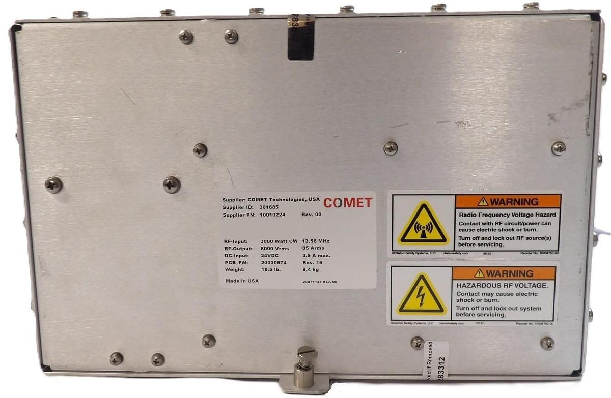 Used Comet Technologies 10010224 RF Match 3000W @ 13.56 8000 Vrms OEM Refurbished