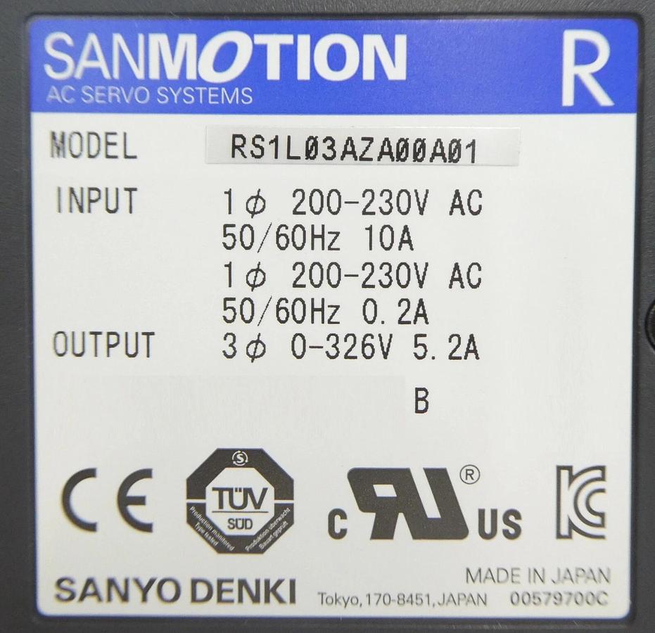 Sanyo Denki RS1L03AZA00A01 AC Servo Driver Amplifier SANMOTION R New Surplus