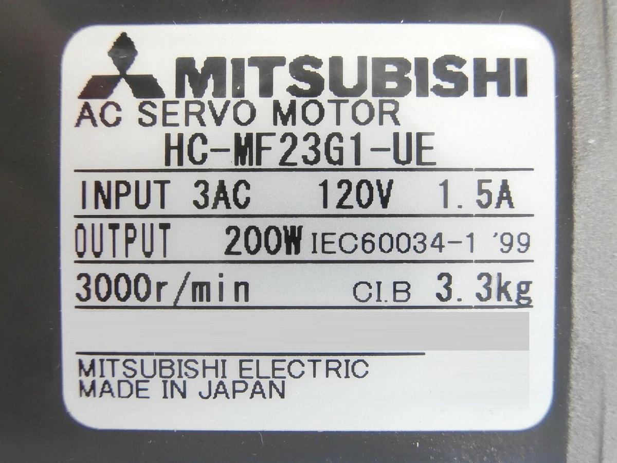 Used Mitsubishi Electric HC-MF23G1-UE AC Servo Motor 200W Working Spare