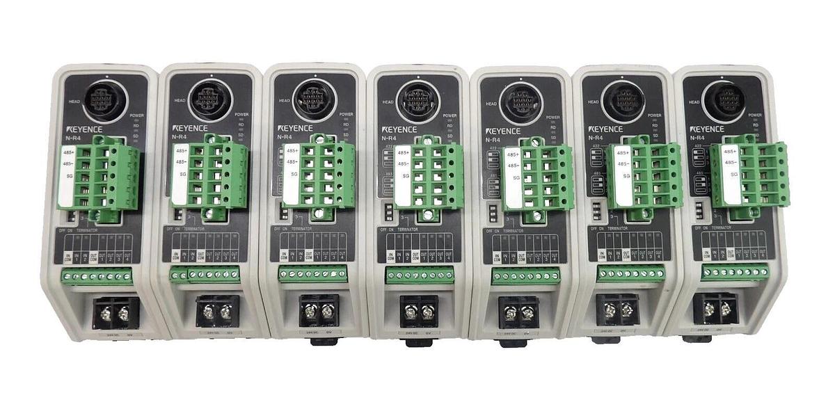 Used Keyence N-R4 Communication Sensor Amplifier Reseller Lot of 7 Working Surplus