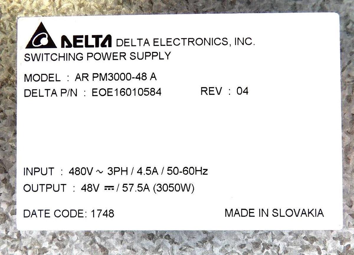 Used Delta Electronics EOE16010584 3050W Power Supply AR PM3000-48 A Lot of 5 Working