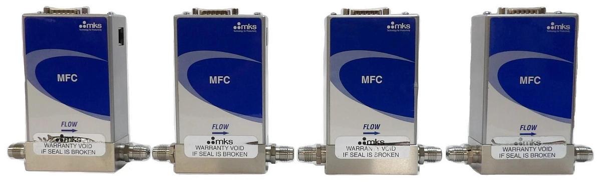 Used MKS Instruments GE50A-31531 Mass Flow Controller MFC 100 SCCM Ar Lot of 4 Workin