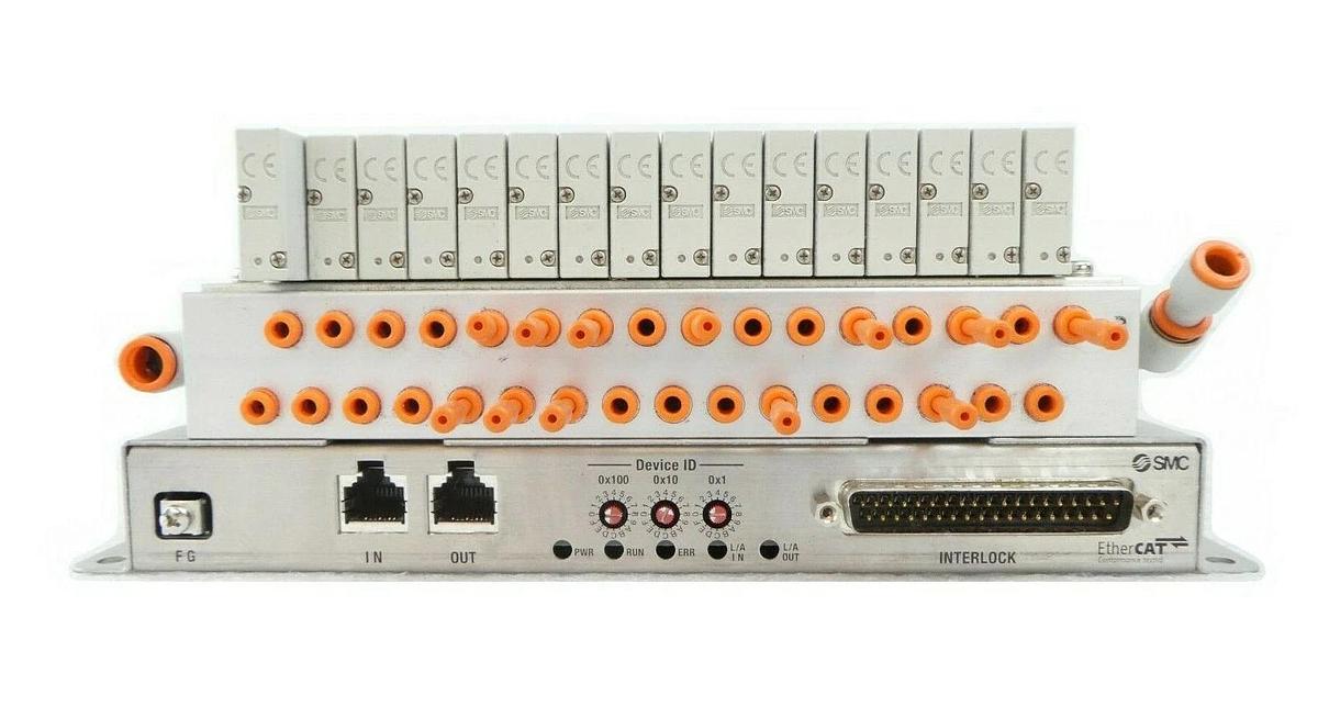 Used AMAT Applied Materials Pneumatic Block 1 SMC 16-Port Manifold INR587-33 Working