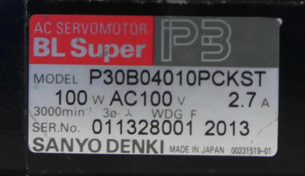 Used Sanyo Denki P30B04010PCKST AC Servo Motor BL Super P3 Working Surplus