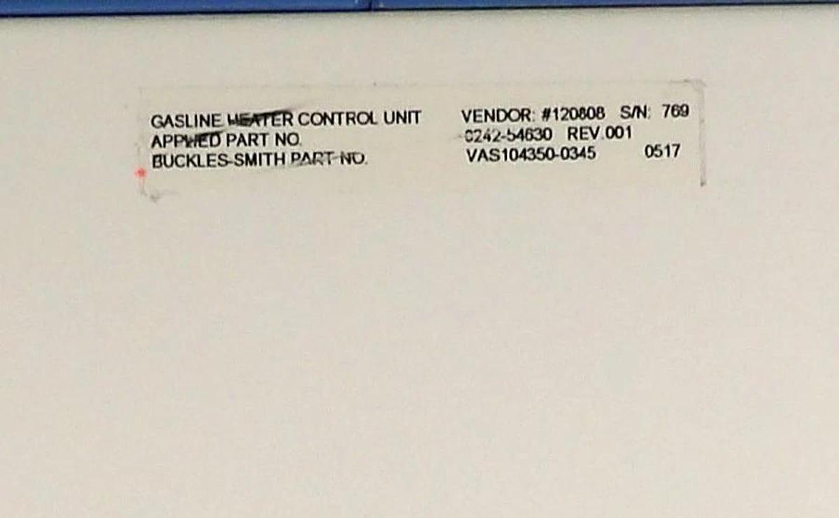 Used Buckles-Smith VAS104350-0345 Gasline Heater Control Unit AMAT 0242-54630 Working