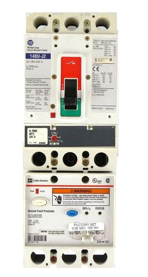 Used AB Allen-Bradley 140U-J2X3 A Circuit Breaker 140U-J2 ELJBN3250W Working