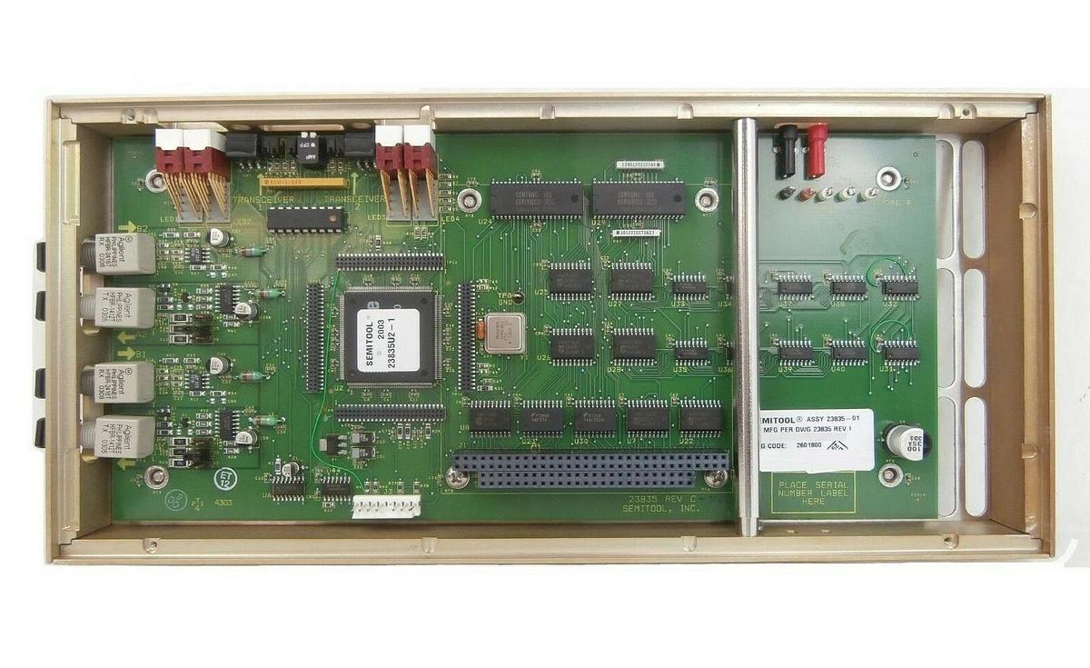 Used Semitool 932T0016-01 Dual Fiber Transceiver 23835 PCB Assembly 2601800 Rev. I