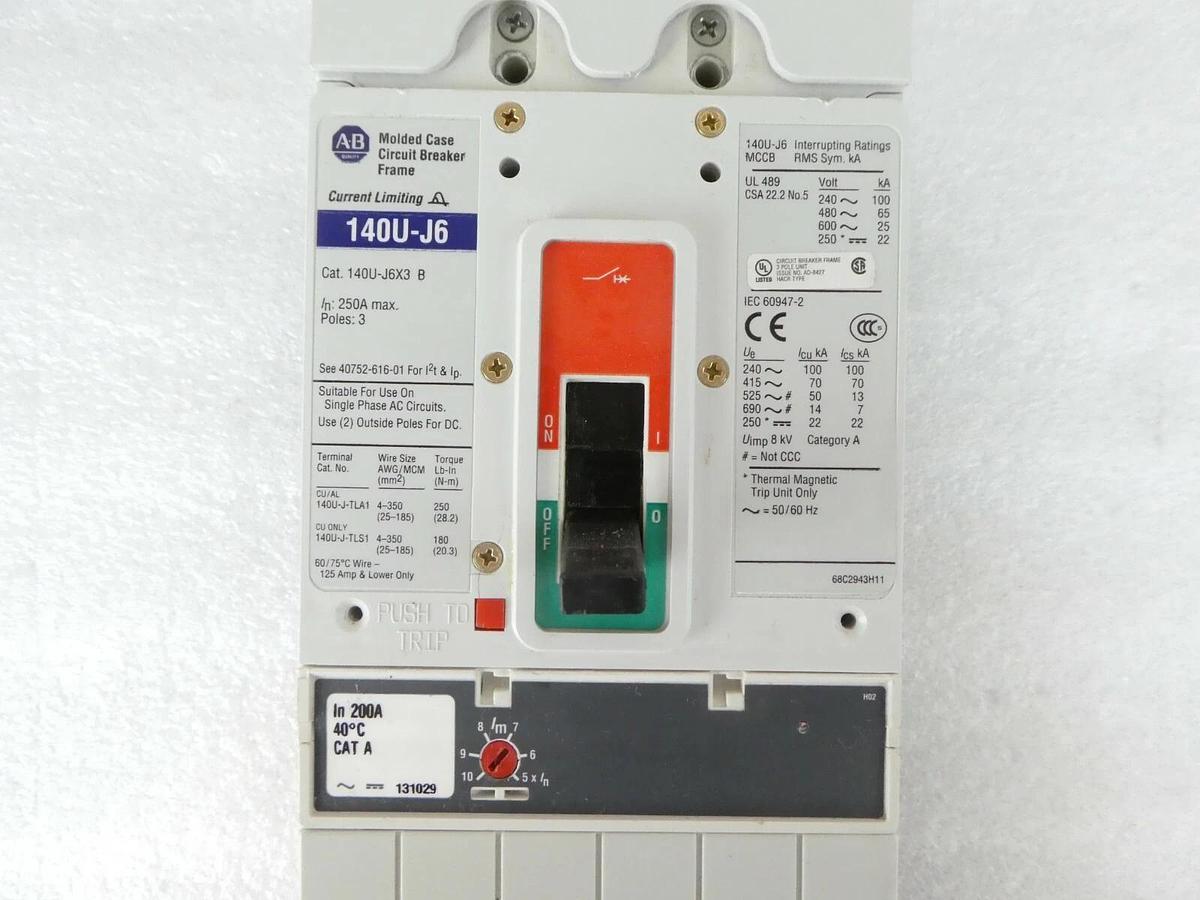Used AB Allen-Bradley 140U-J6D3-D20 Circuit Breaker 140U-J6 ELJBN3250W AMAT Working