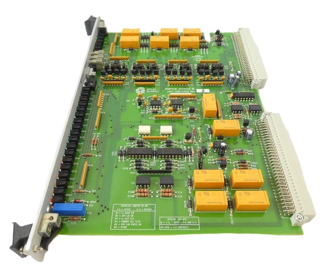 Used AMAT Applied Materials 0100-03522 Mainframe Interface PCB Card Working Surplus