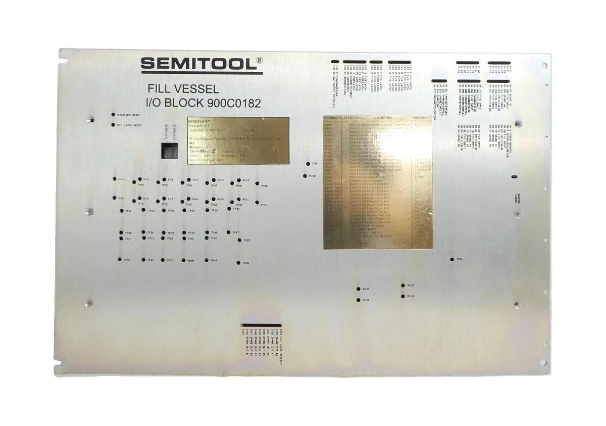 Used Semitool 900C0182 Fill Vessel I/O Block Chemical Delivery System Untested As-Is