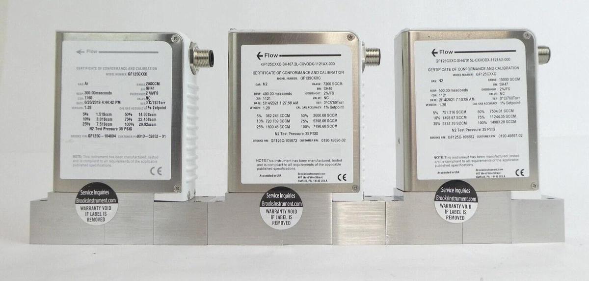 Used Brooks Instrument GF125CXXC Mass Flow Controller MFC Lot of 9 Working Spare
