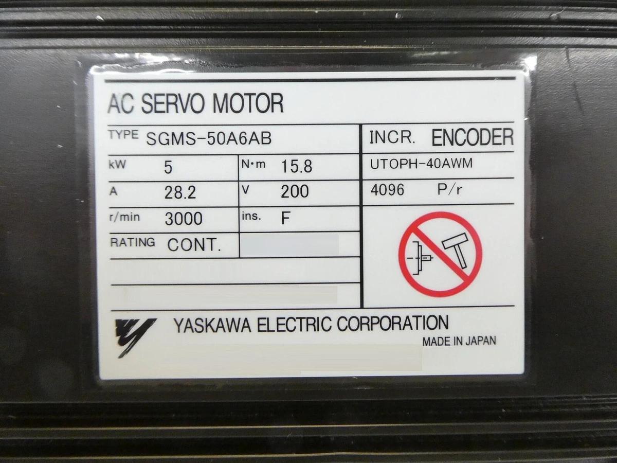 Used Yaskawa Electric SGMS-50A6AB AC Servo Motor AMAT Spare Surplus