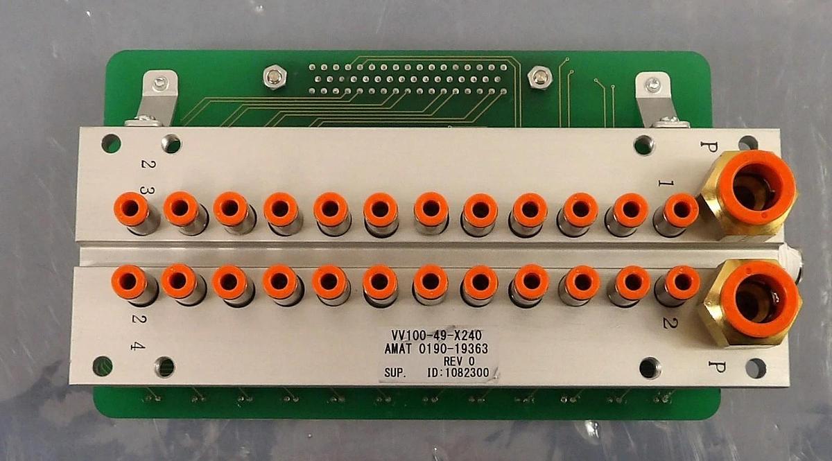 Used SMC VV100-49-X240 24-Port Pneumatic Manifold AMAT 0190-19363 Working Surplus