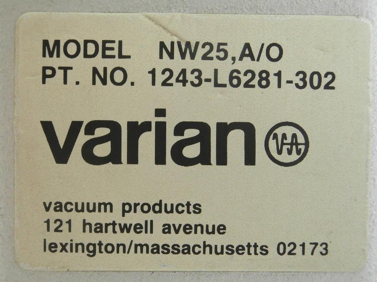 Used Varian 1243-L6281-302 Pneumatic Angle Valve NW25 A/O VSEA Working Surplus
