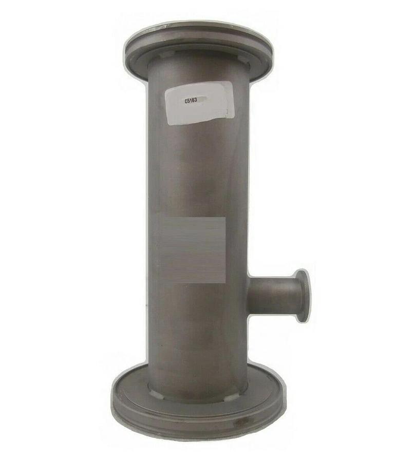 Used Edwards C5163 Straight Nipple Vacuum Adapter Tee ISO80 to ISO100 10.5" Working