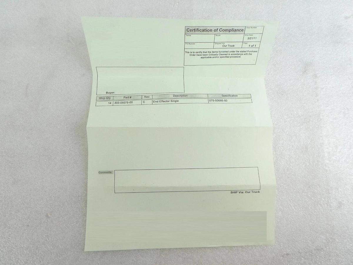 Refurbished Mattson Technology 303-05075-00 Lower Robot End Effector Aspen III Refurbished