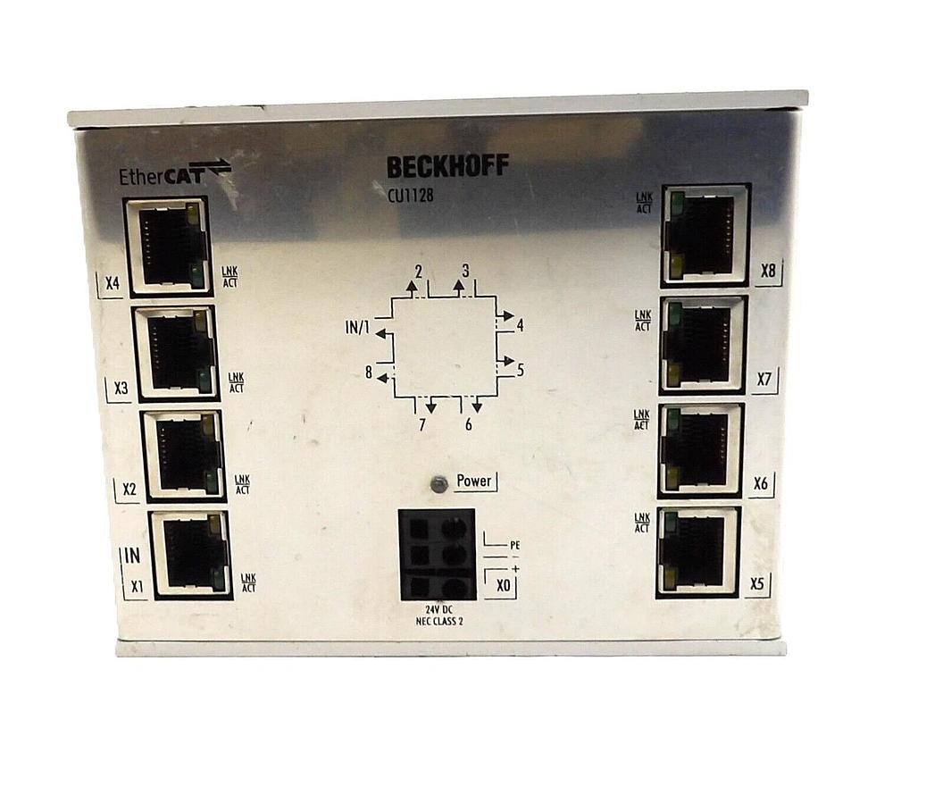 Used Beckhoff CU1128-0000 8 Port EtherCAT Hub Power Input CU1128 Working Surplus