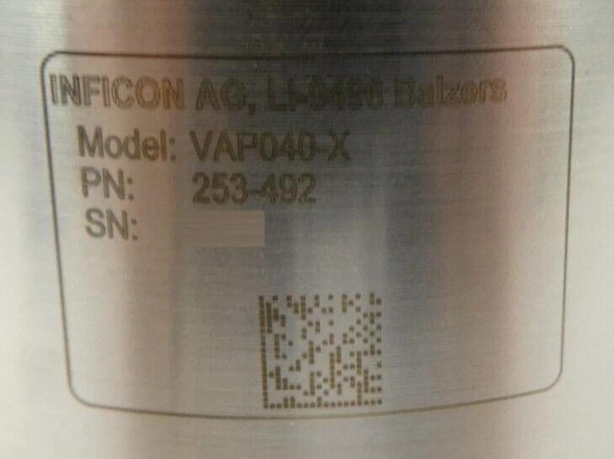 Used Inficon 253-492 Valve VAP040-X with AMAT 0190-26328 Hot Ion/Pirani Gauge Working