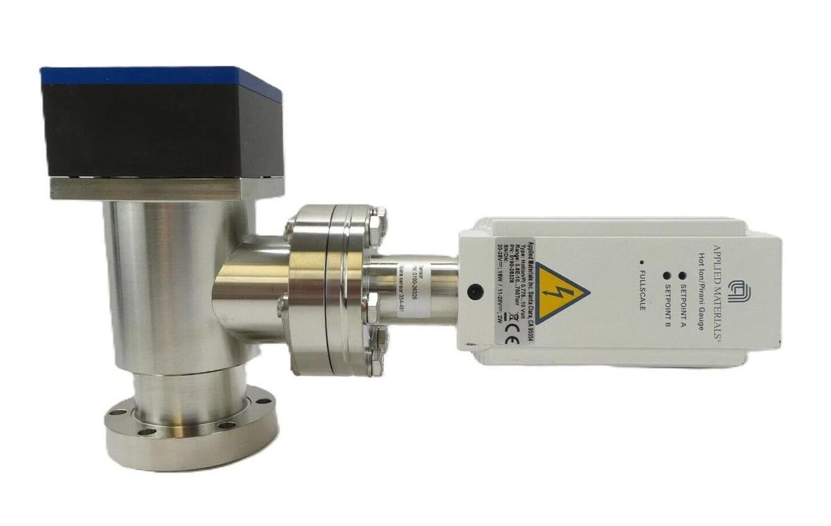 Used Inficon 253-492 Valve VAP040-X with AMAT 0190-26328 Hot Ion/Pirani Gauge Working