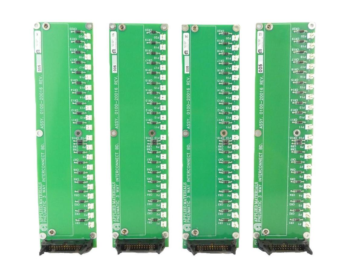Used AMAT Applied Materials 0100-20016 Pneumatic 3 Way Interconnect PCB Lot of 4
