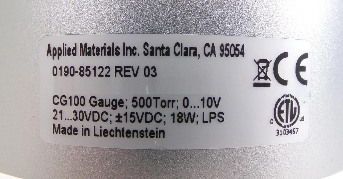 AMAT Applied Materials 0190-85122 Capacitance Gauge Inficon CG100 New Surplus