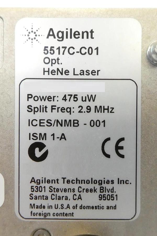 Used Agilent 5517C-C01 HeNe Laser Head 475uW ASML 4022.435.23412 Untested Surplus
