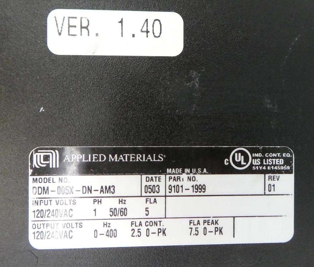 Used AMAT Applied Materials 9101-1999 ElectroCraft Drive DDM-005X-DN-AM3 Working