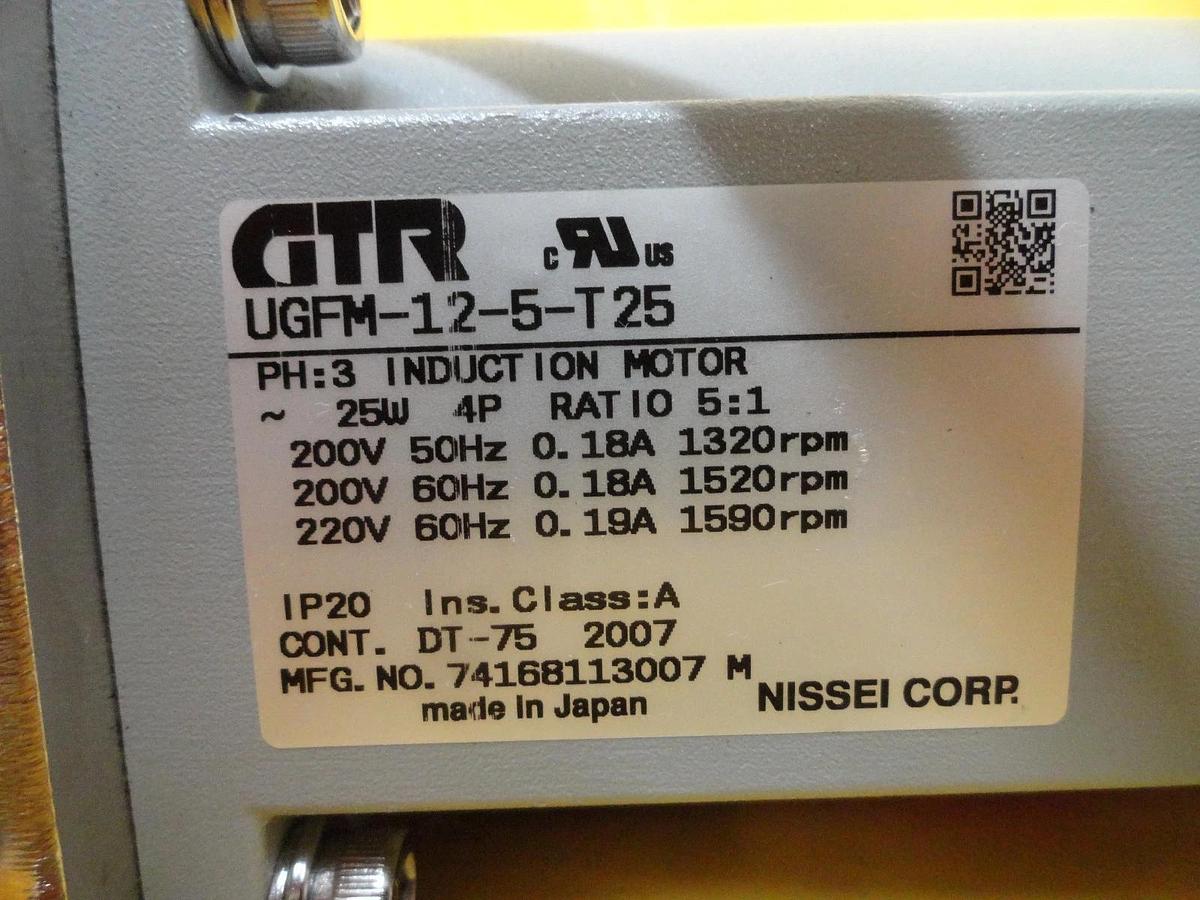 Used Nissei Corp UGFM-12-5-T25 GTR 3-Phase Induction Motor Used Working