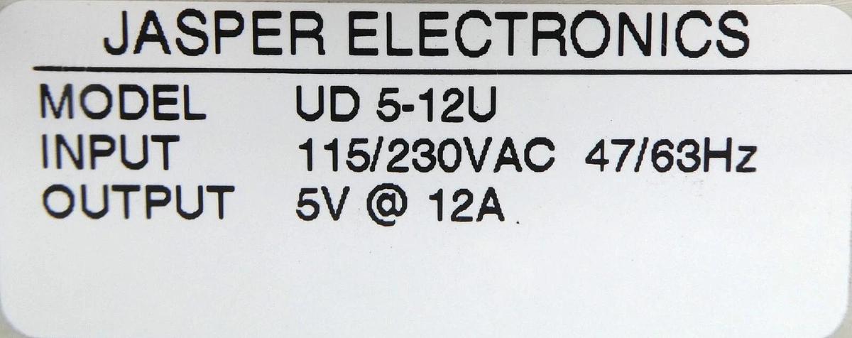 Used Jasper Electronics UD 5-12U Power Supply Working Surplus