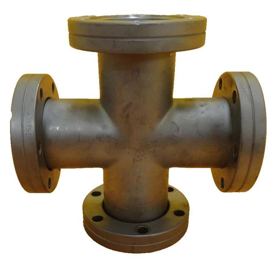 Used Edwards High Vacuum 4-Way Cross DN40CF CF70 Rotatable to Fixed Flange HPS Used