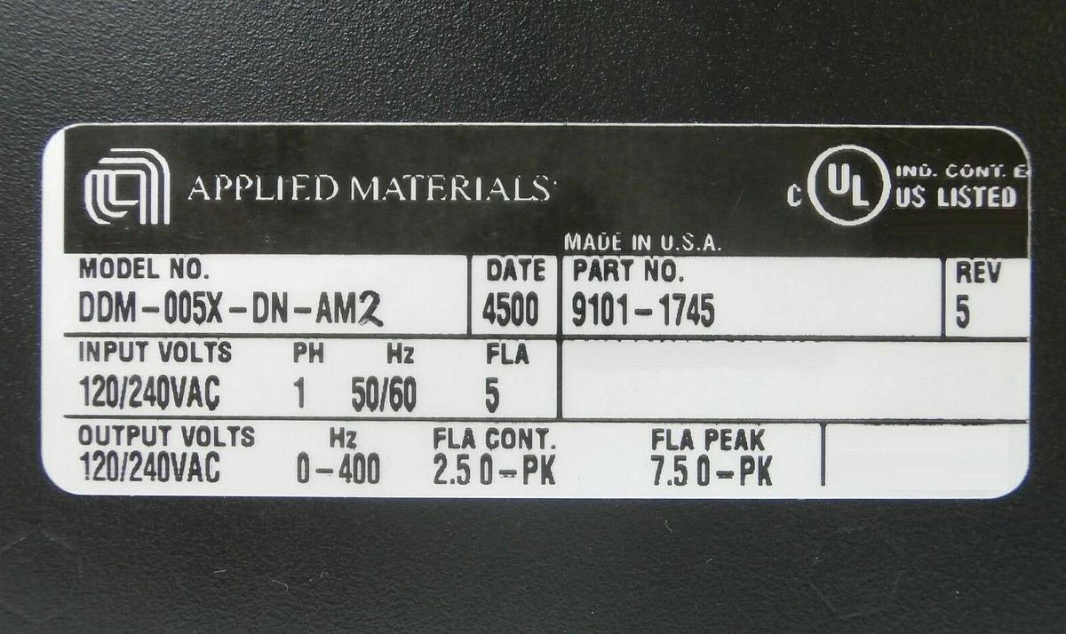 Used AMAT Applied Materials 9101-145 Servo Drive DDM-005X-DN-AM2 Centura Working