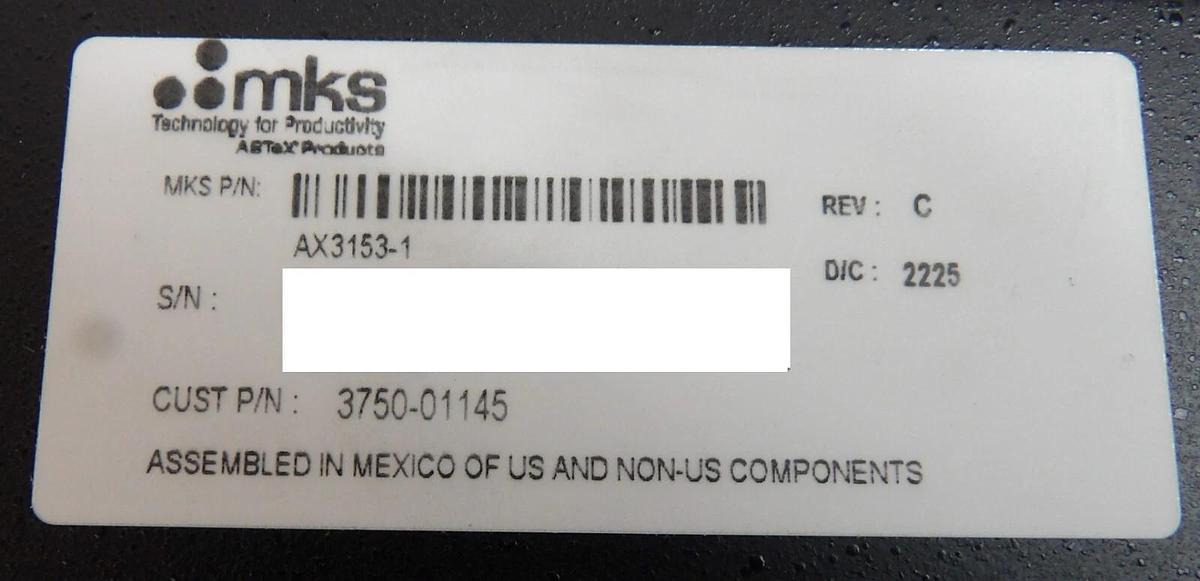 Used MKS Instruments AX3153-1 Water Cool WG Dummy Load AMAT 3750-01145 Working