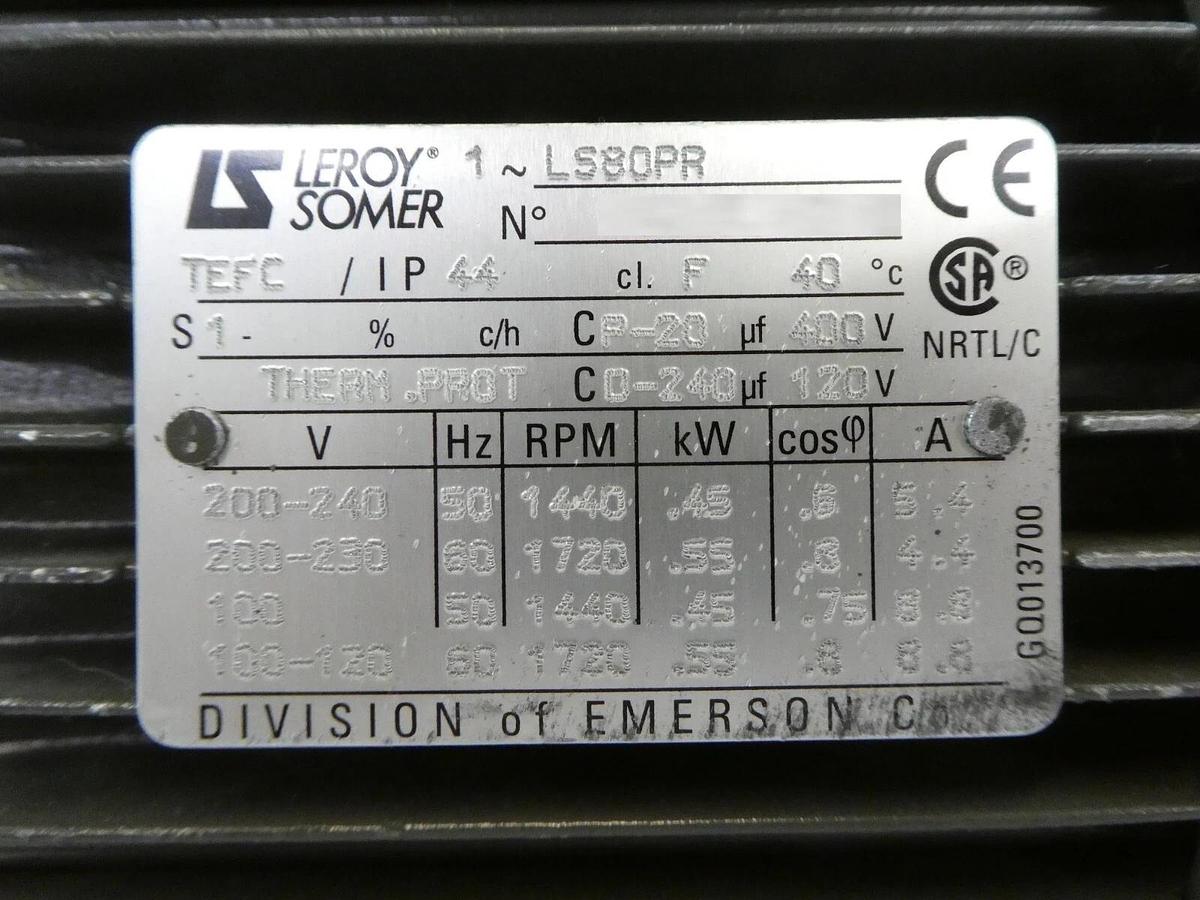 Used Agilent Varian 949-9325S006 Rotary Vacuum Pump Leroy Somer DS 302 Working Spare
