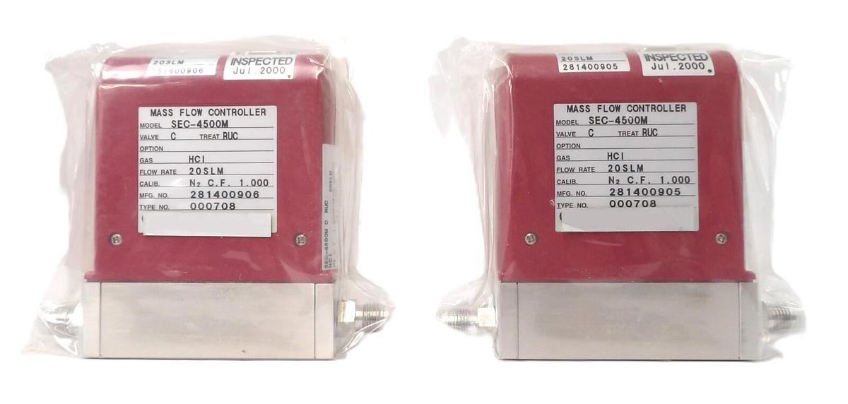 Used STEC SEC-4500M Mass Flow Controller MFC 20 SLM HCI Lot of 2 New Surplus